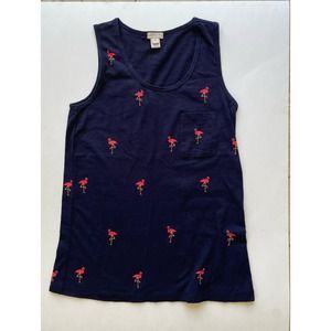 J Crew Navy Flamingo print sleeveless cotton top size XXS